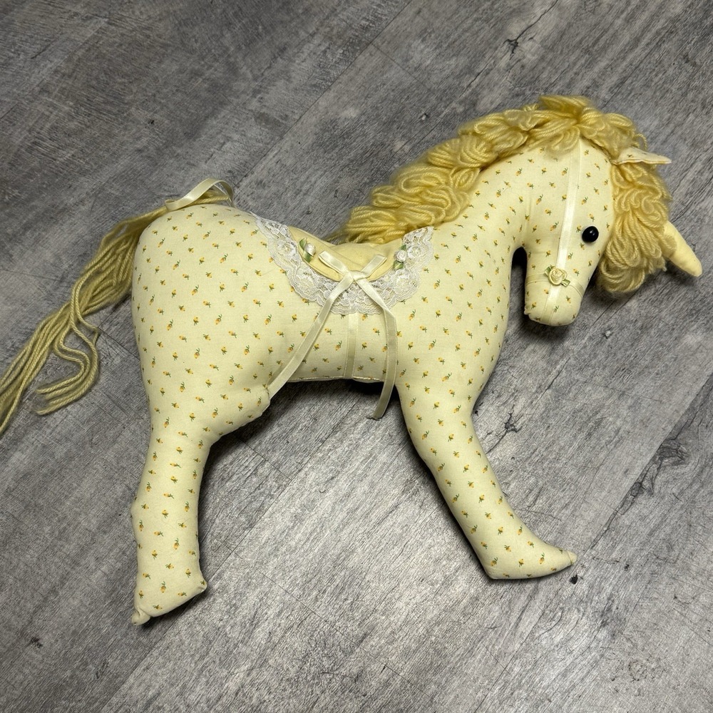True Vintage Unicorn Plush Stuffed Animal handmade gift Animal 60's 70's